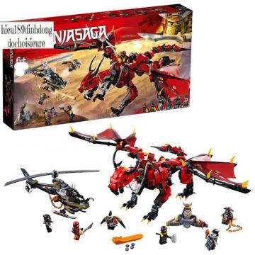 Lắp Ráp Xếp Hình non Ninjago Rồng đỏ siêu cấp của Kai 1058 2082