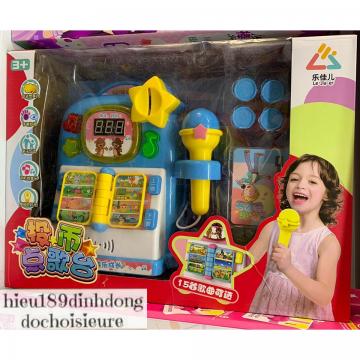 Hộp đồ chơi máy hát tính tiền xu có mic có nhạc cho bé tặng kèm pin