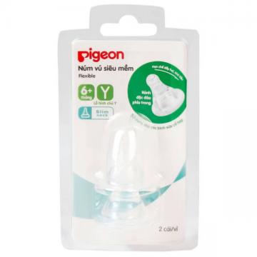 Núm ty thay bình sữa Pigeon cổ hẹp 2 cái (6M+, Y cut)