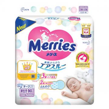 Bỉm tã dán Merries size Newborn 90 miếng (dưới 5kg)
