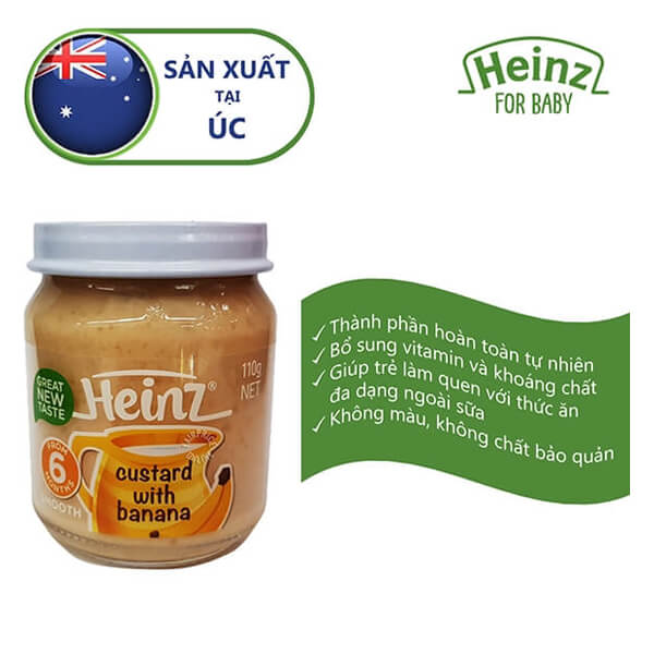 Custard với chuối cho trẻ từ 6 tháng tuổi trở lên - Heinz Custard with banana