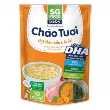 Cháo tươi Baby thịt thăn bằm bí đỏ, SG Food, 10 tháng, 240g