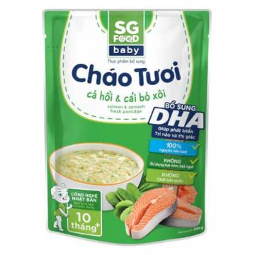 Cháo tươi Baby cá hồi cải bó xôi, SG Food, 10 tháng, 240g