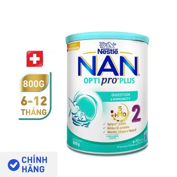 [Sữa Cho Bé] Sữa bột Nestlé NAN OPTIPRO PLUS 2 800g/lon với 5HMO Sản Xuất Tại Thụy Sĩ (6 - 12 tháng)
